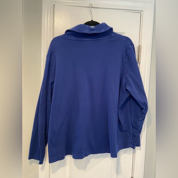 L.L. Bean Size 2X Royal Blue Long Sleeve Cowl V Neck Pullover Soft Cotton Shirt - Picture 8 of 10